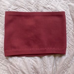 ribbed, cropped, pink tube top
